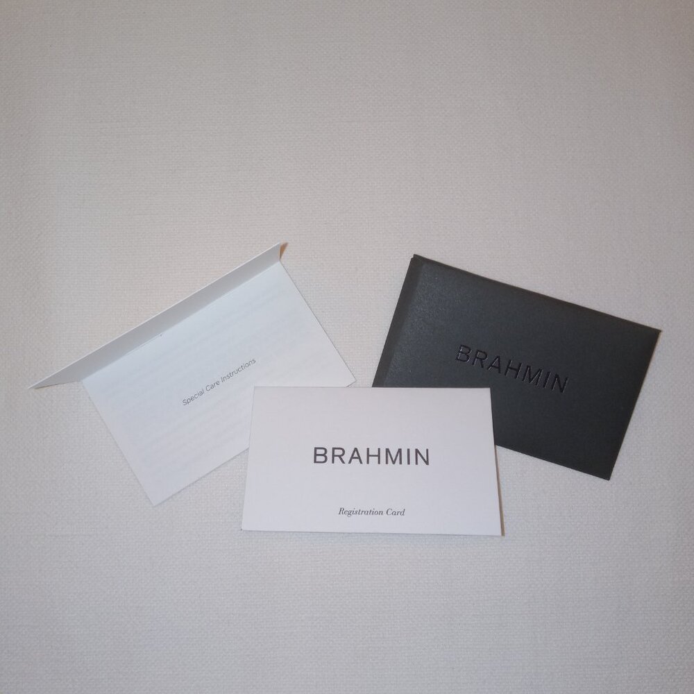 Brahmin Sally Wristlet/Cosmetic Bag Embossed Palm Leaf Print Leather Taupe NWT - Picture 9 of 12